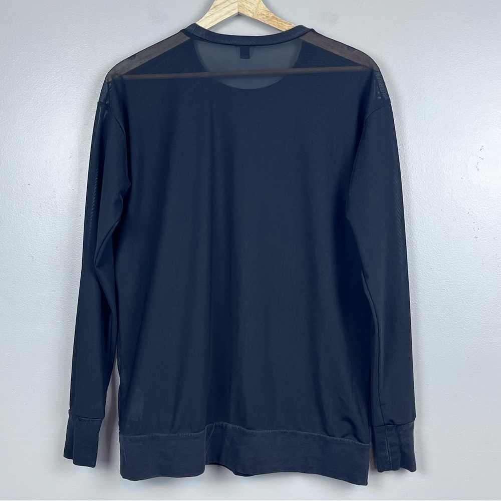 True Religion Women's Long Sleeve Black Sheer Spell Out Mesh Panel Top Size XS - Picture 3 of 13